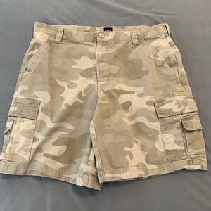 Camo Cargo Shorts Mens 38 Beige Camo Cotton Canvas Outdoor Hiking
